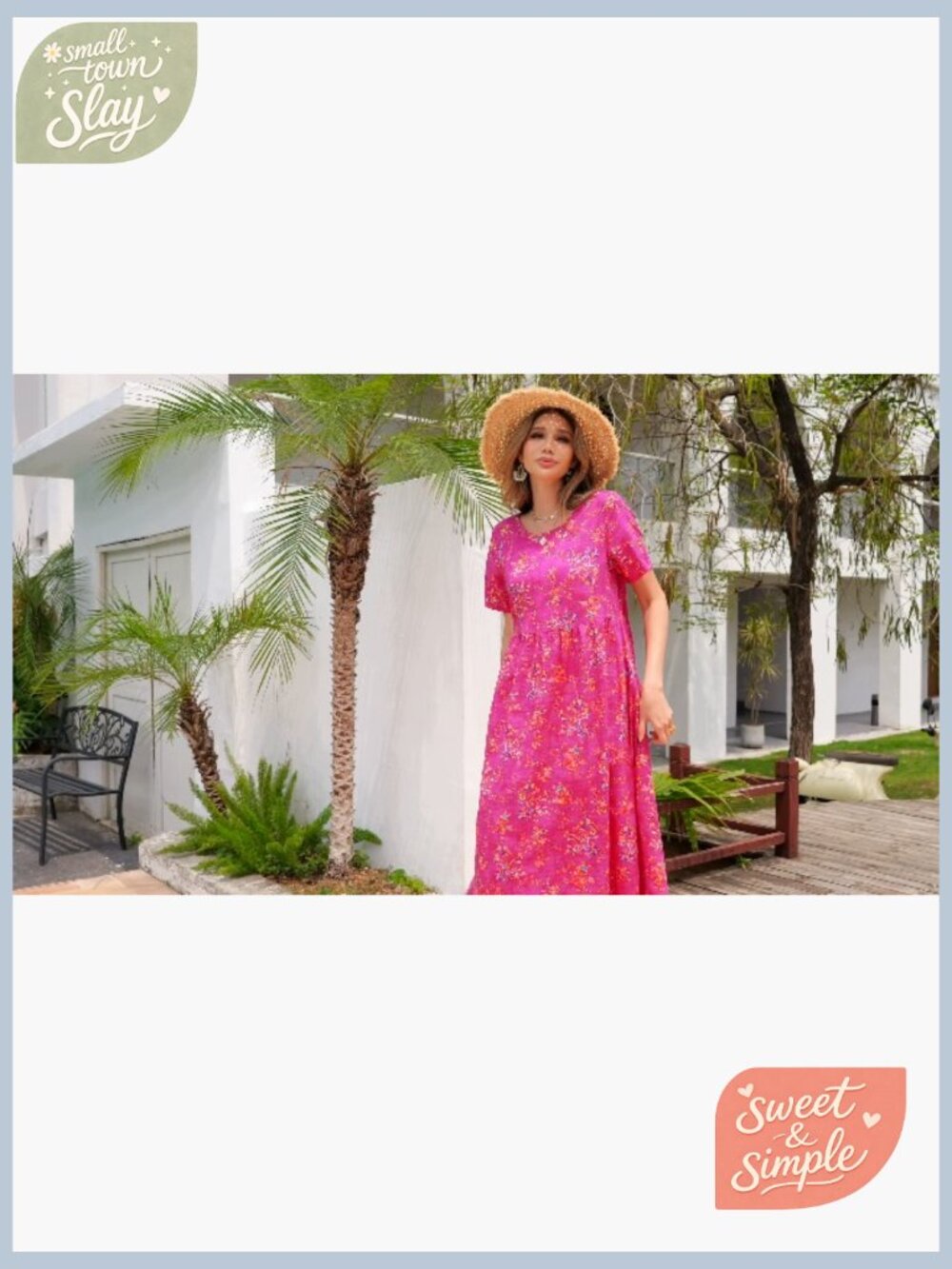 Boho Floral Maxi Dress with Pockets Beach Vacation Casual Loose - Picture 7 of 7